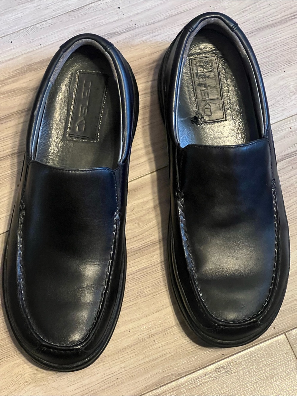 Dansko Men's Black Leather Slip-On Dress Shoes Round Toe Solid EU 45